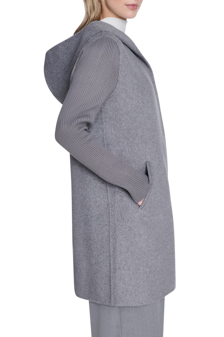 Double Face Wool Blend Hooded Coat, Alternate, color, GREY