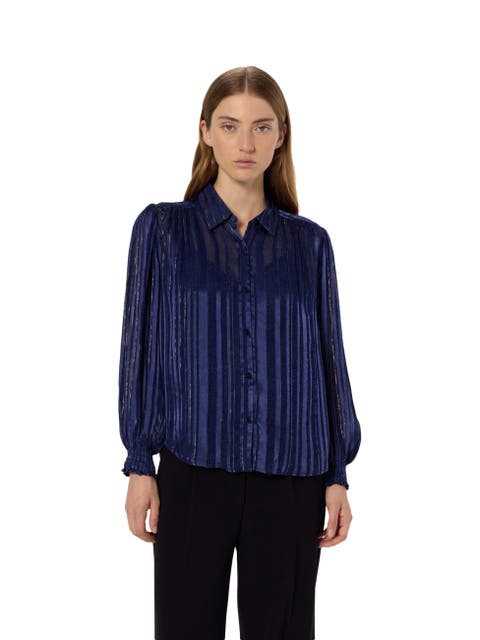Annick Sheer Lurex Stripe Blouse