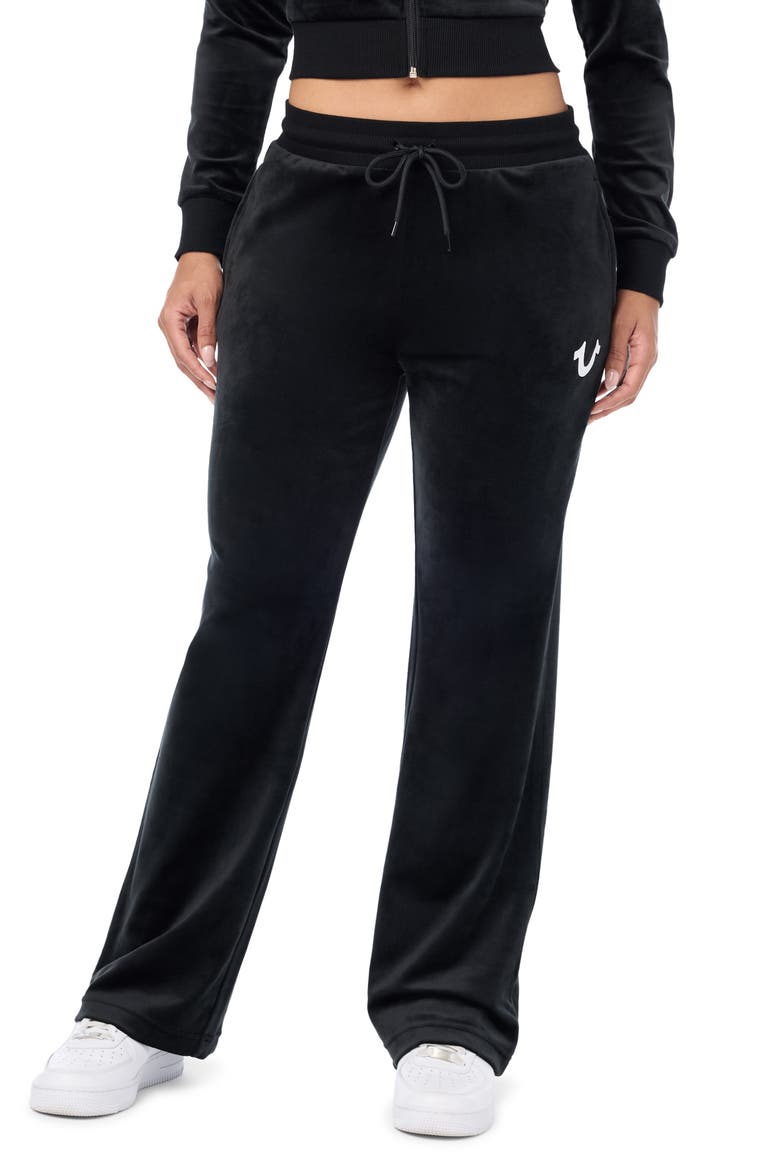 Kiss Velour Straight Leg Pants, Main, color, JET BLACK