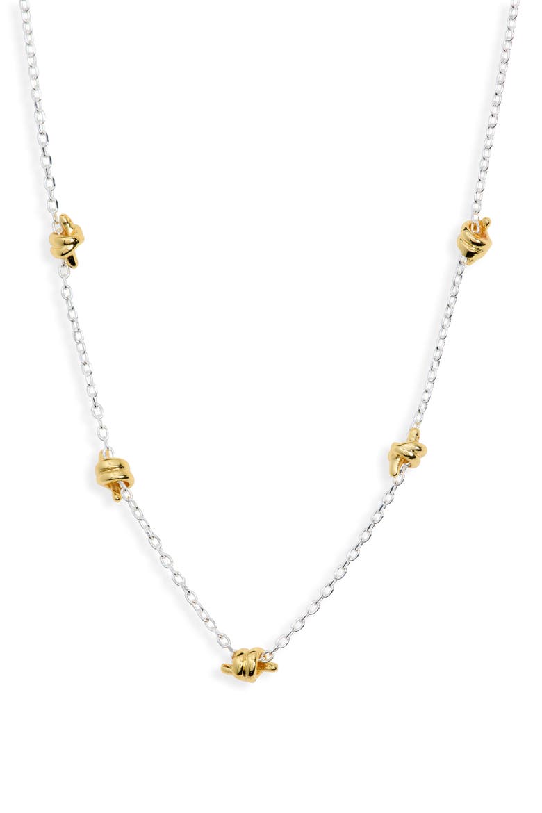 Love Knot Stationed Necklace, Alternate, color, GOLD/ SILVER