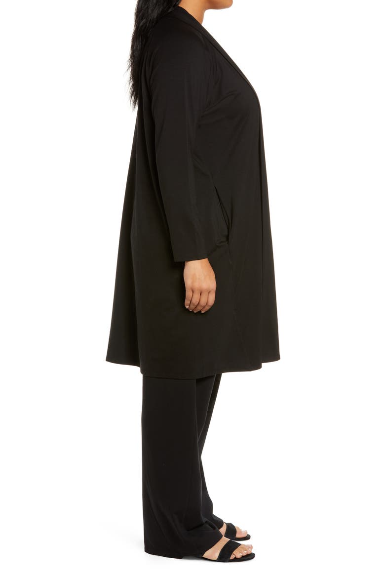 Knee Length Open Front Jersey Jacket, Alternate, color, BLACK