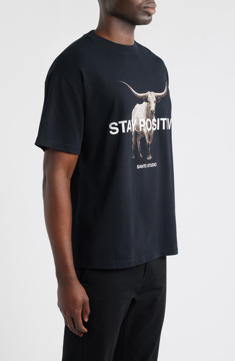 SANTO STUDIO Positivity Cotton Graphic T-Shirt, Alternate, color, Black