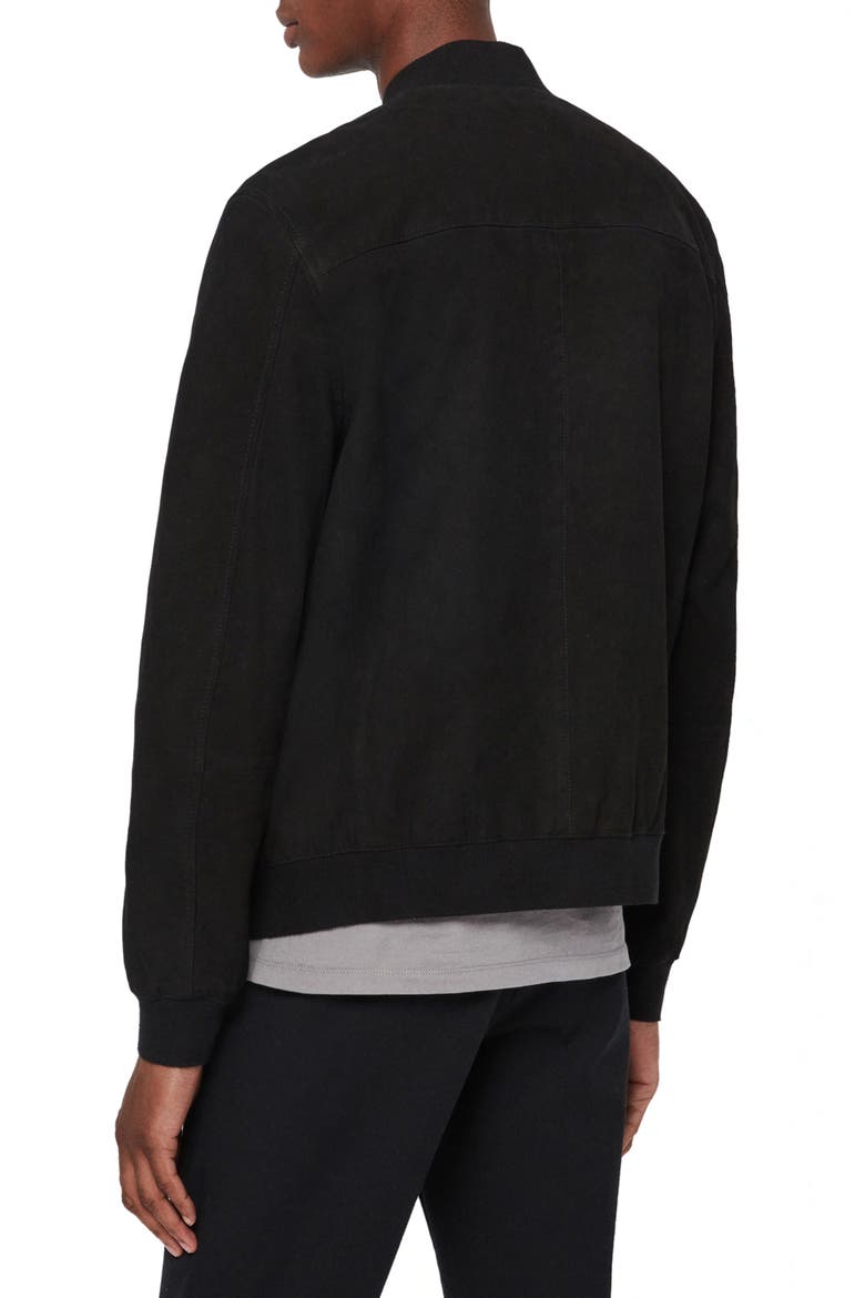 Stones Leather Bomber Jacket, Alternate, color, BLACK