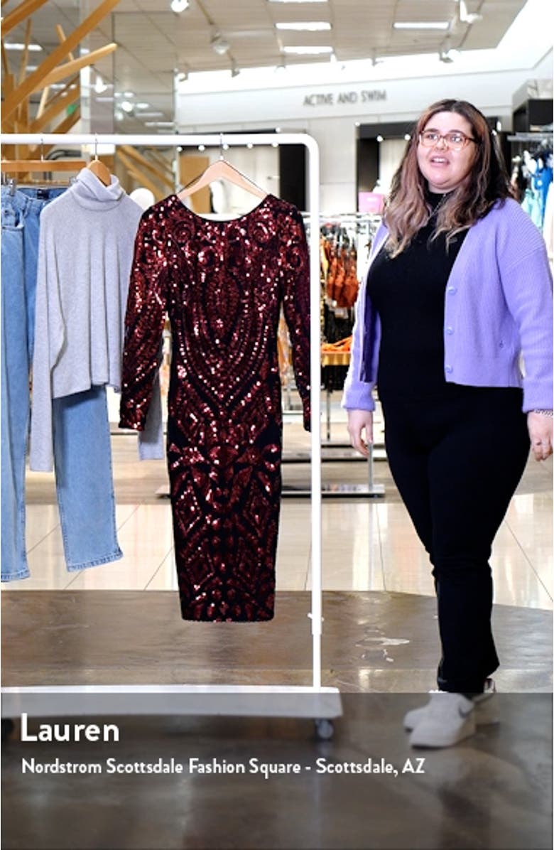 Emery Sequin Long Sleeve Cocktail Dress, sales video thumbnail
