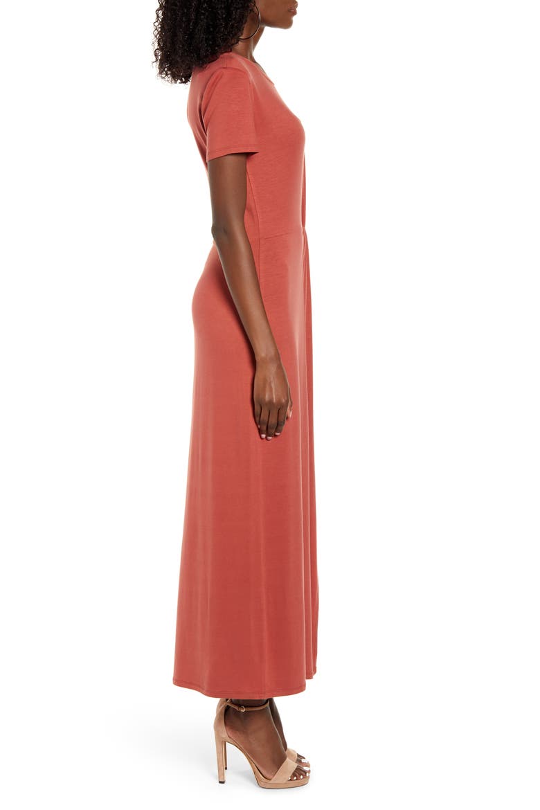 Ava Lulu Short Sleeve Maxi Dress, Alternate, color, MARSALA