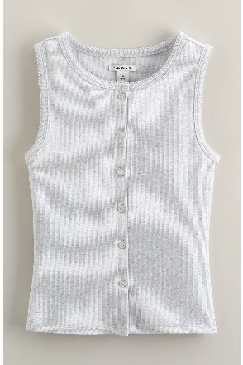 Kids' Stretch Cotton Rib Tank, Main, color, GREY OYSTER LIGHT HEATHER