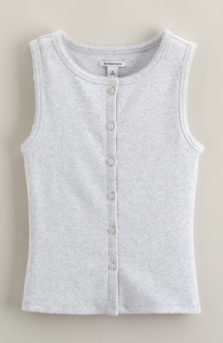 Nordstrom Kids' Stretch Cotton Rib Tank, Main, color, Grey Oyster Light Heather