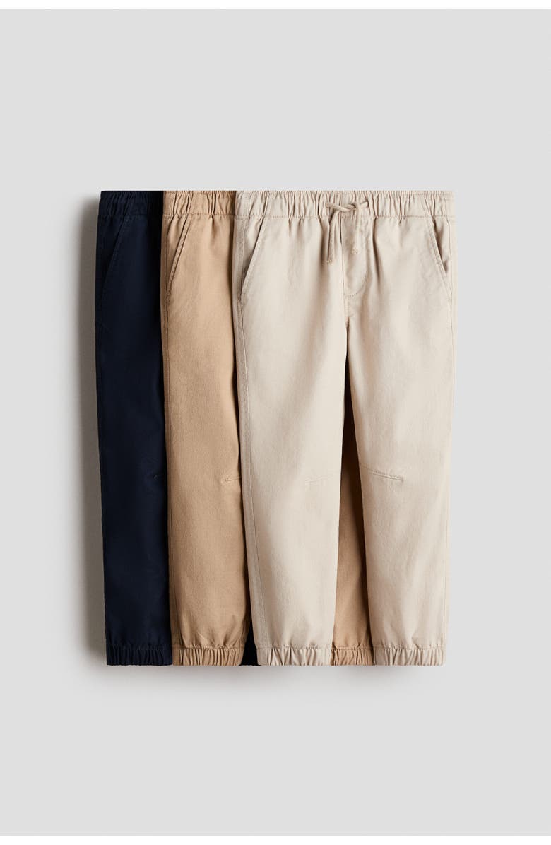H&M 3-pack Cotton Twill Joggers, Main, color, 