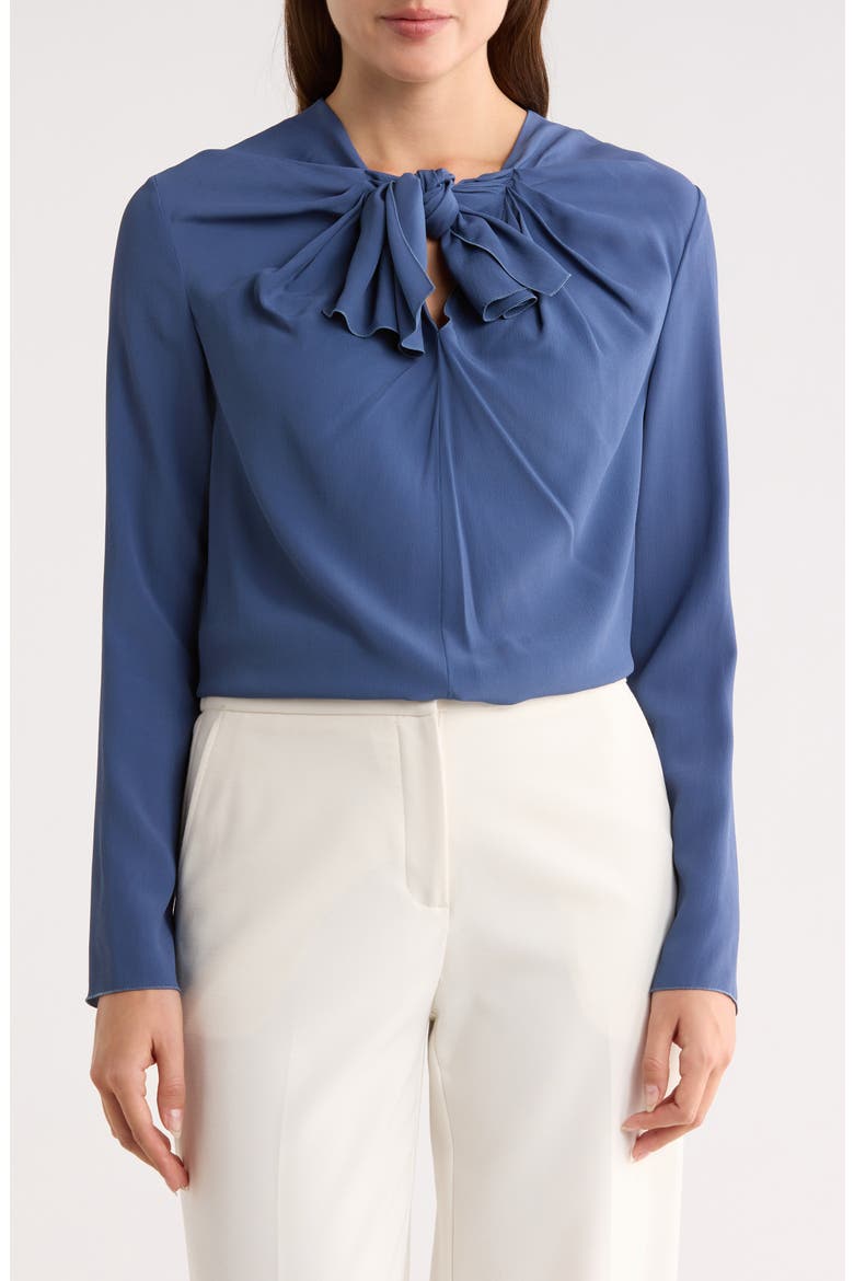 Tie Neck Top, Main, color, BLUE