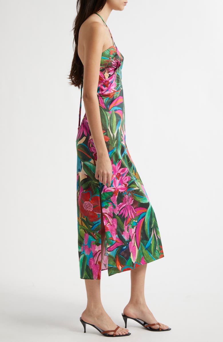 FARM Rio Jardin de Reve Cotton Midi Halter Dress, Alternate, color, 