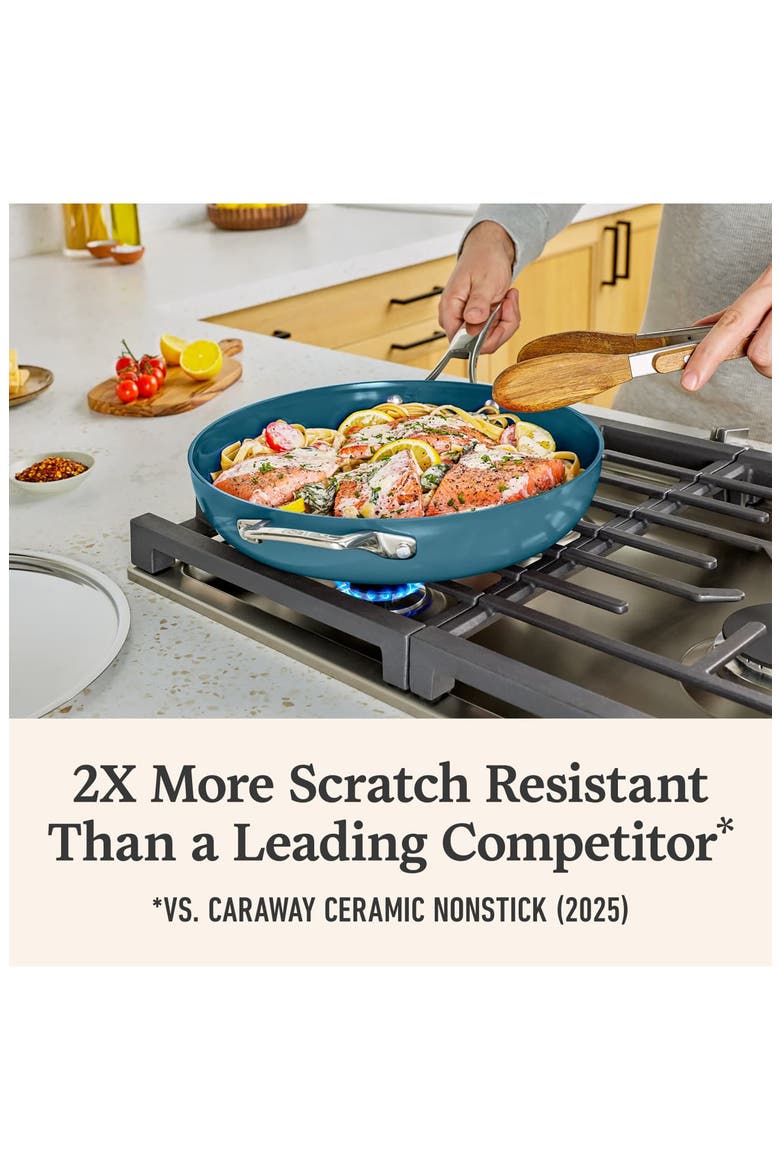 Premier Ceramic Nonstick 12-Inch Fry Pan with Cover, Alternate, color, BLUE