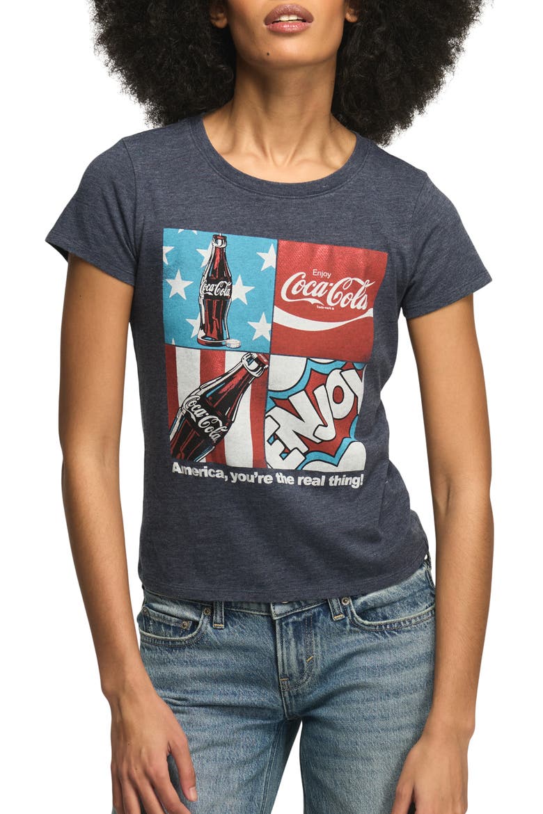 Coca-Cola Americana Grid Baby Tee, Main, color, TOTAL ECLIPSE
