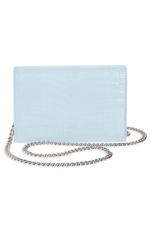 Alexander Mcqueen Mini Skull Croc-embossed Crossbody Bag In Shirting Blue