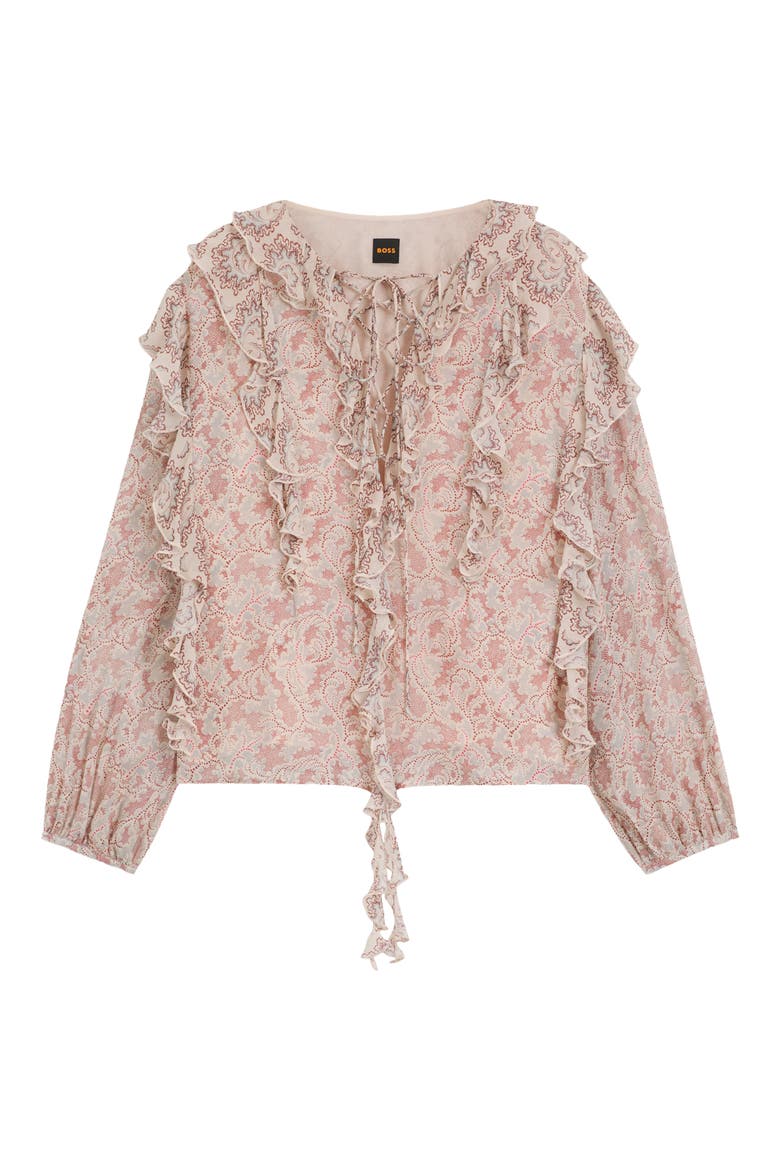 Paisley Ruffle Blouse, Alternate, color, RUST PAISLEY