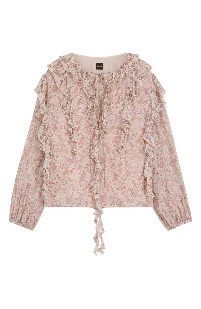 BOSS Orange Paisley Ruffle Blouse, Alternate, color, Rust Paisley