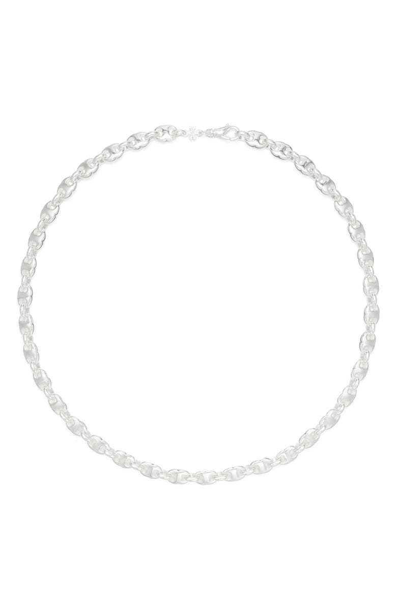 Tory Burch Delicate Gemini Link Necklace, Main, color, Light Silver