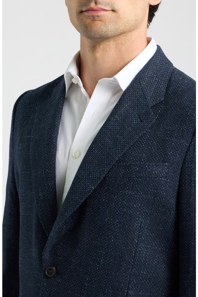 Navy Slub Wool & Cotton Blend Sport Coat, Alternate, color, VERY DARK NAVY