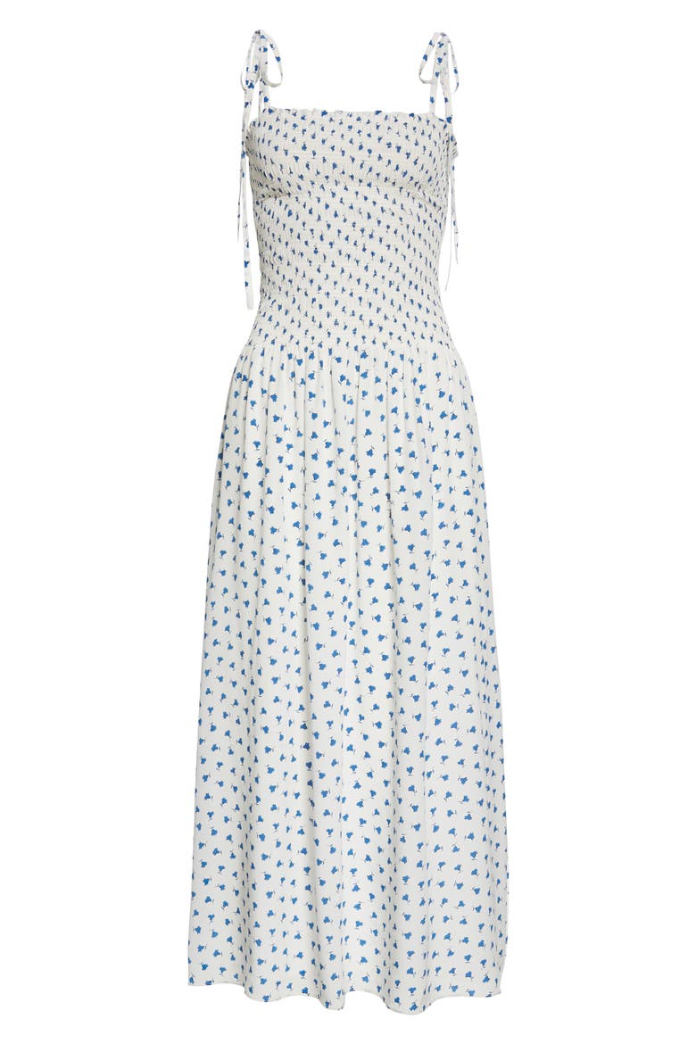 Emmy Floral Silk Sundress, Alternate, color, SNOW COMBO