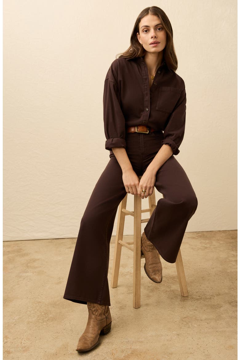 Saturday High Waist Wide Leg Jeans, Alternate, color, CHOCOLATE BROWN
