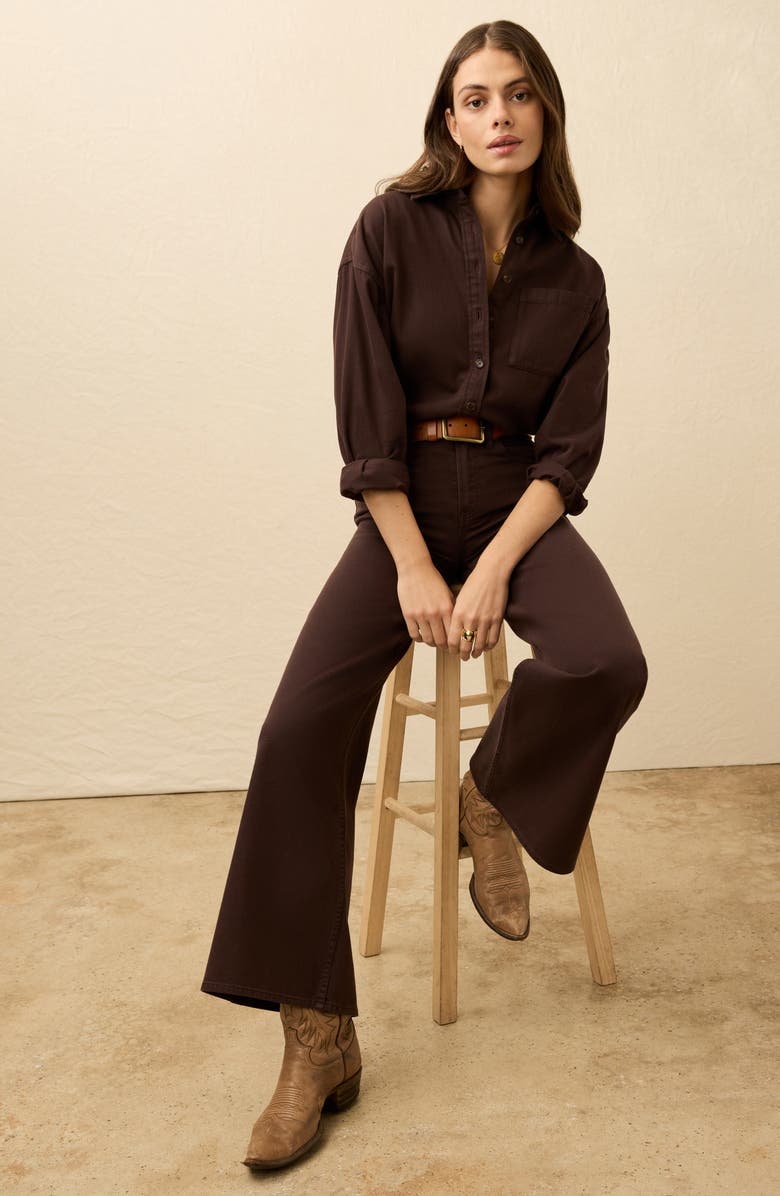 Faherty Saturday High Waist Wide Leg Jeans, Alternate, color, Chocolate Brown