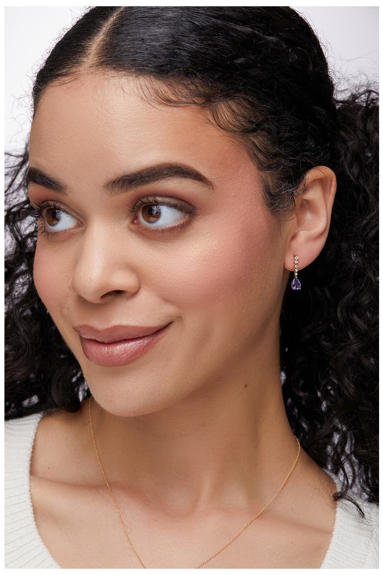 Iris Diamond & Tanzanite Drop Earrings (Nordstrom Exclusive), Alternate, color, 18K YELLOW GOLD