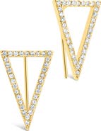 Sterling Forever Janine Cubic Zirconia Geometric Threader Earrings
