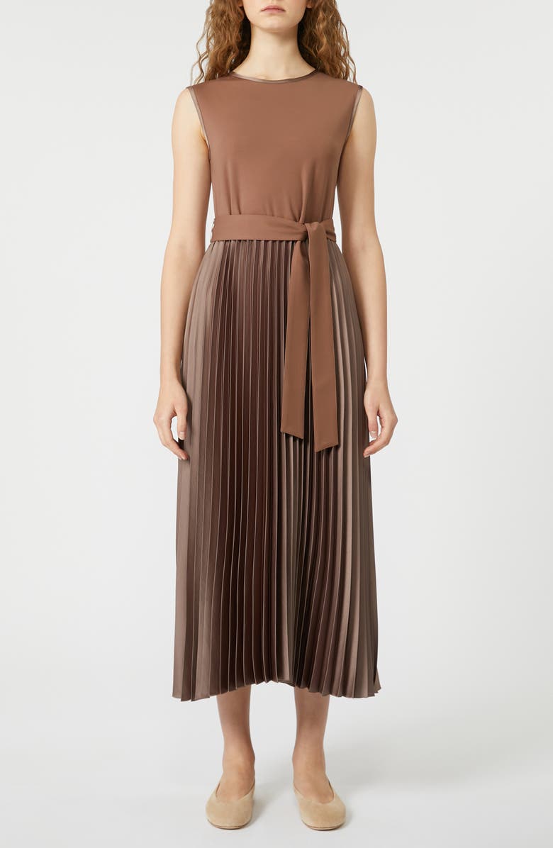 Weekend Max Mara Samuele Sleeveless A-Line Dress, Main, color, Brown