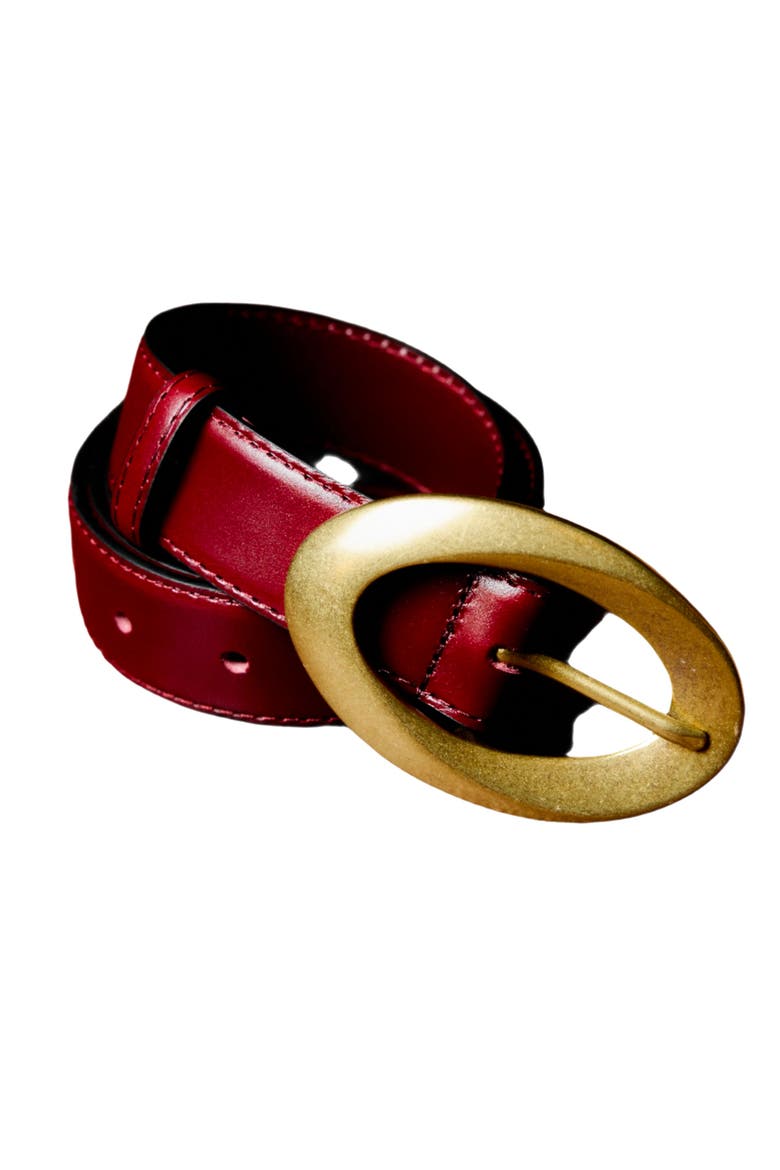 Teodora Leather Belt, Main, color, Burgundy