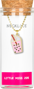 Little Miss Zoe Boba Drink Charm Necklace in Gift Bottle