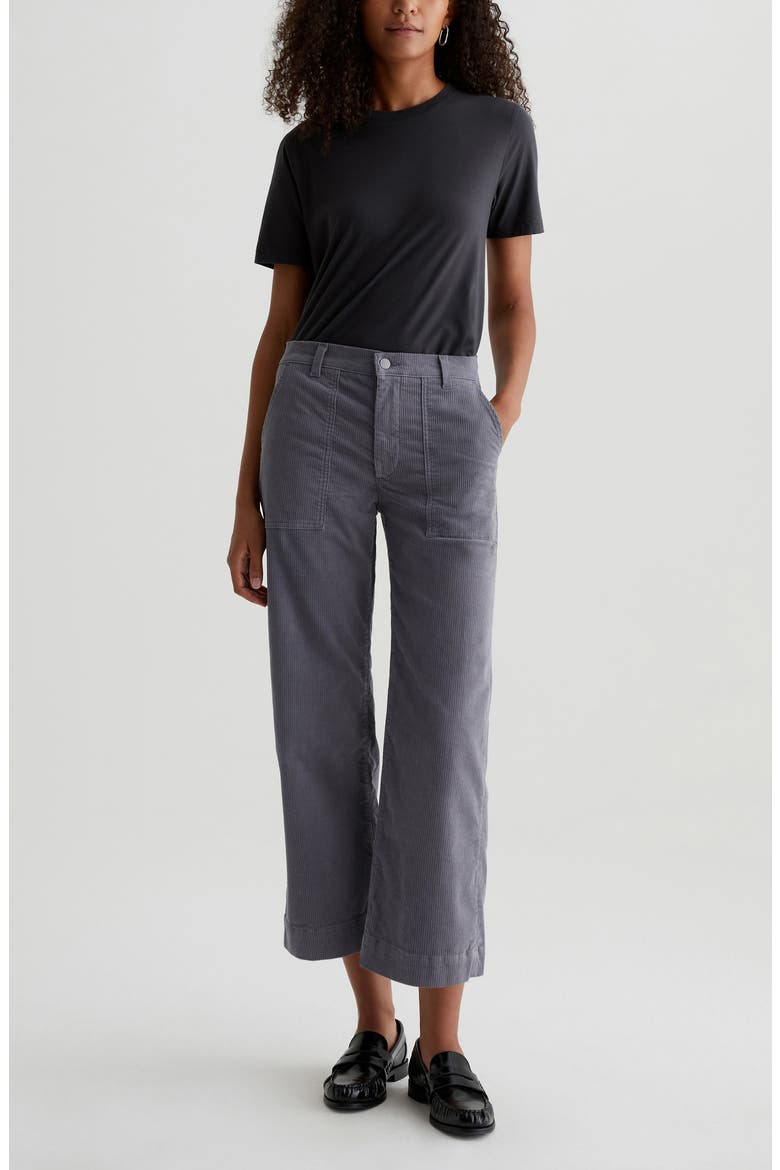Saige Mid Rise Wide Leg Corduroy Pants, Alternate, color, GREY EMBER