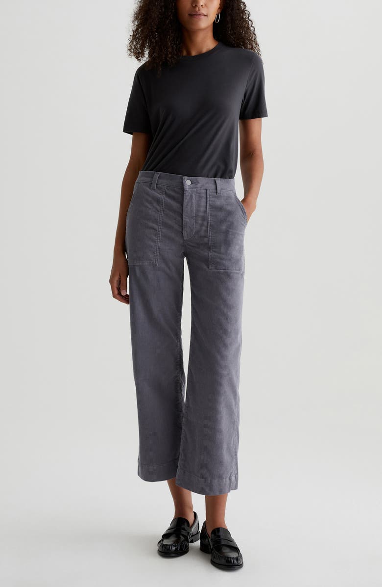 AG Saige Mid Rise Wide Leg Corduroy Pants, Alternate, color, 