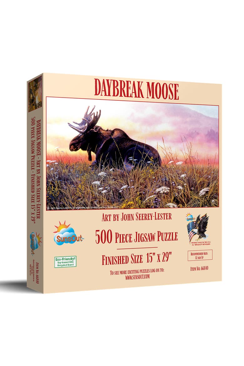 Daybreak Moose 500 piece Jigsaw Puzzle for Adults, Main, color, Multicolor