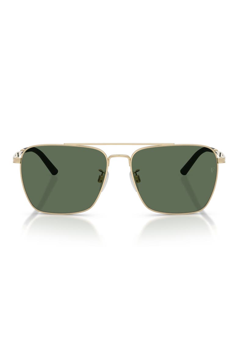 x Roger Federer R-15 Polarized 56mm Square Sunglasses, Main, color, BRUSHED GOLD / POLAR