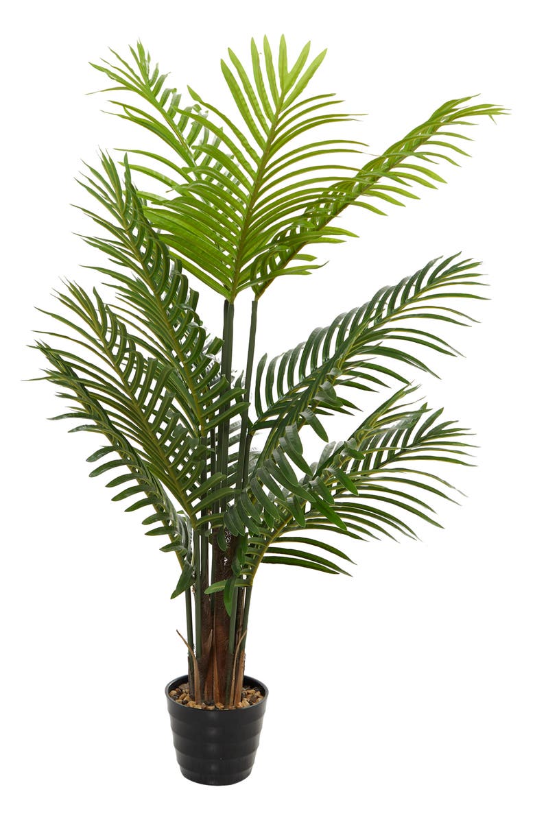 GINGER BIRCH STUDIO Green Faux Foliage Artificial Palm Tree, Alternate, color,