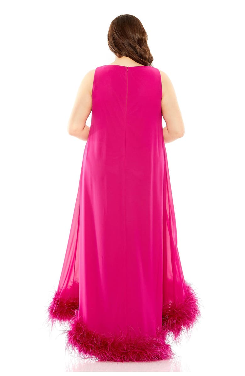 Mac Duggal High Neck Feather Hem Gown, Alternate, color, Fuchsia
