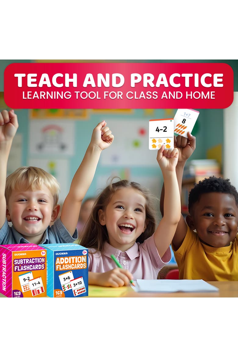 Kids Math Flash Cards Set, Alternate, color, 338 add & substract