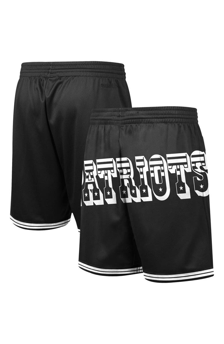 Mitchell & Ness Men's Mitchell & Ness Black New England Patriots Big Face 3.0 Fashion Shorts, Main, color, 