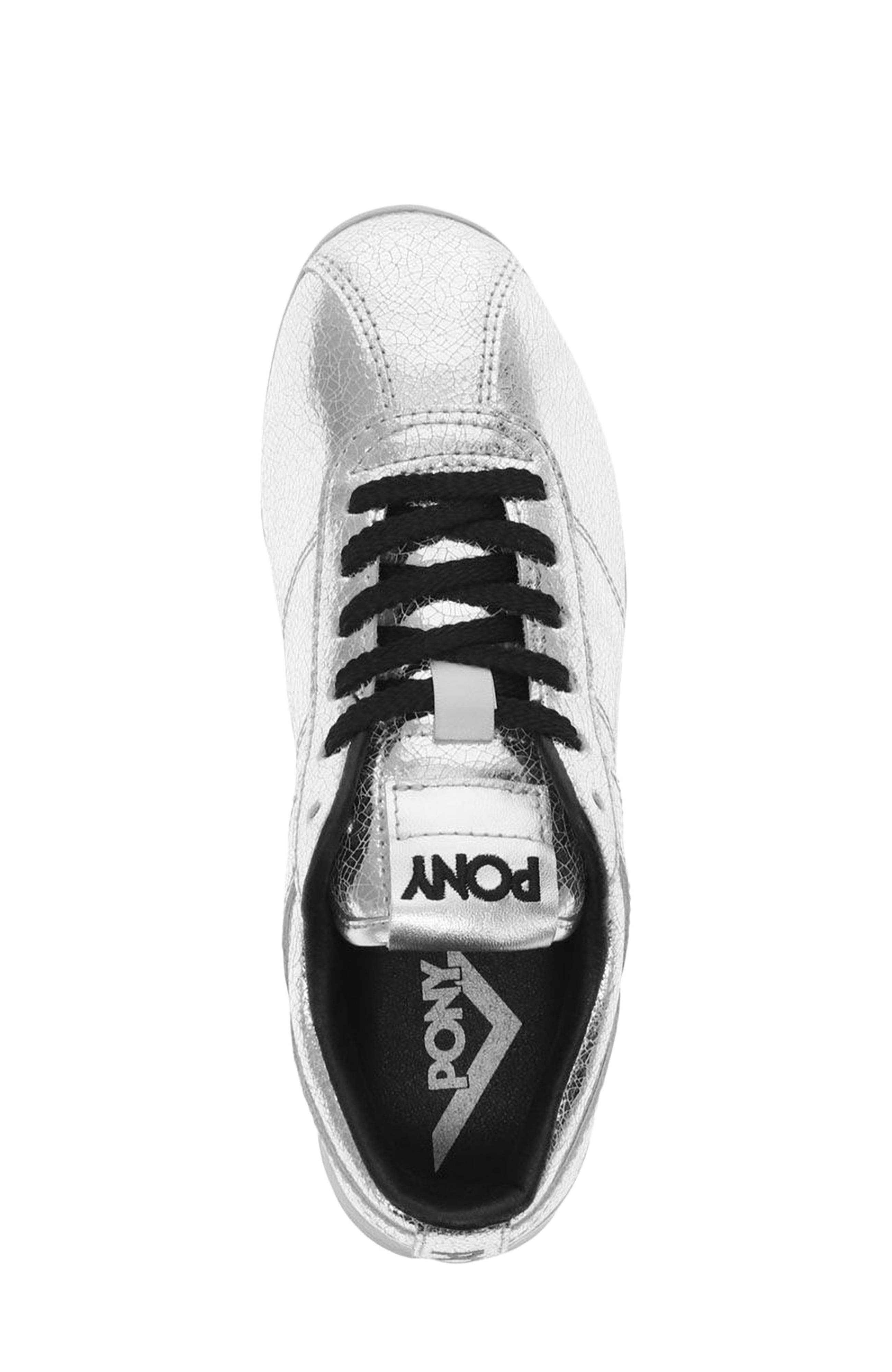 PONY KO-Low Vintage Metallic Sneakers, Alternate, color, Silver