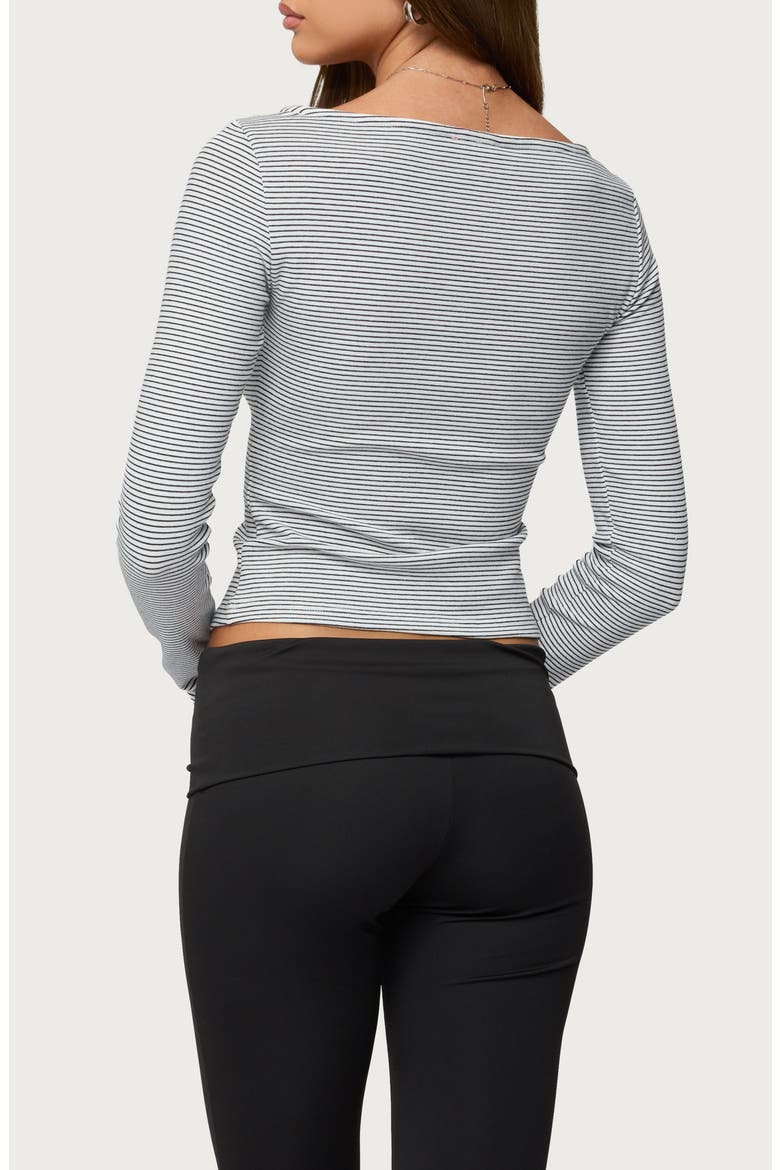 Loria Stripe Boat Neck Long Sleeve Top, Alternate, color, WHITE-AND-BLACK