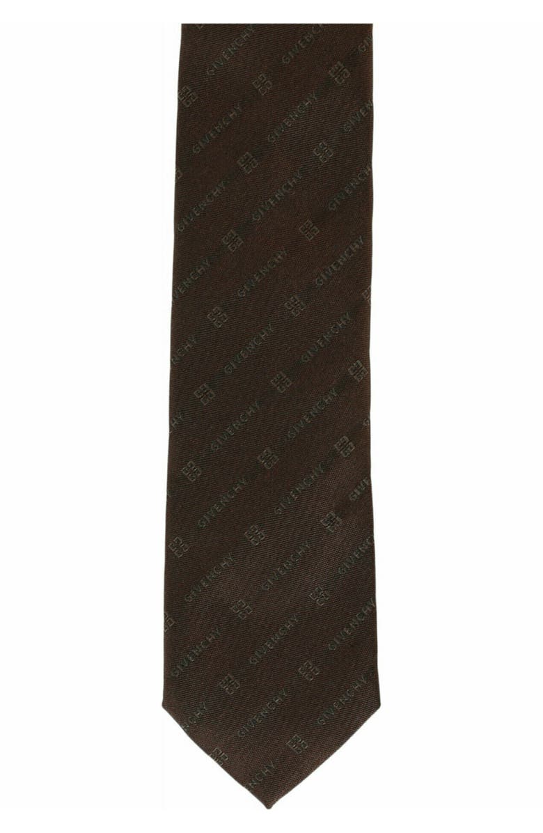Givenchy Diagonal Logo Jacquard Silk Tie, Alternate, color, Dark Brown