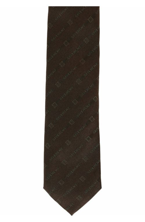Givenchy Diagonal Logo Jacquard Silk Tie In Gray
