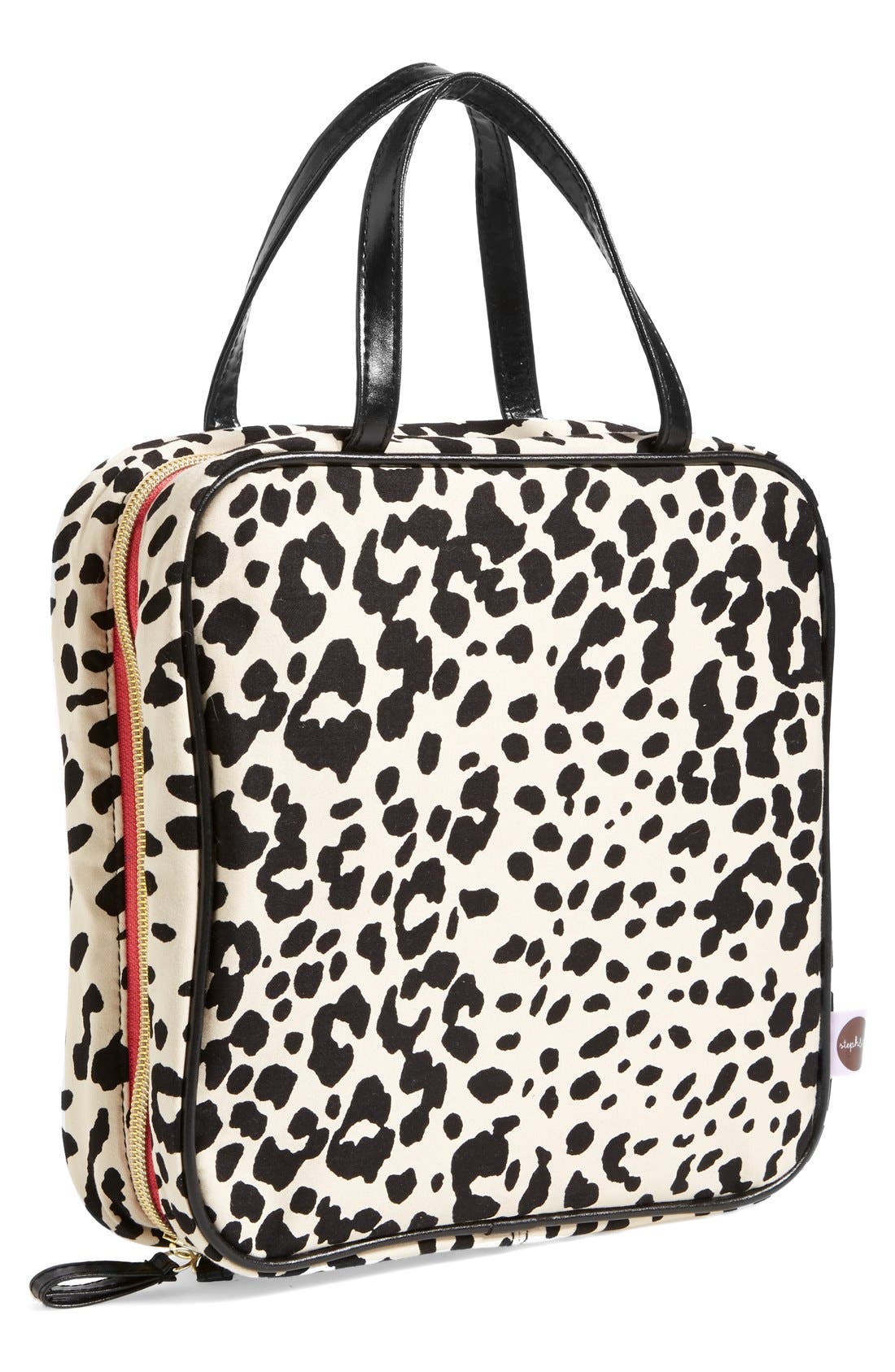steph&co. 'Marissa - Leopard' Nylon Cosmetics Case (Nordstrom Exclusive), Main, color, NO COLOR