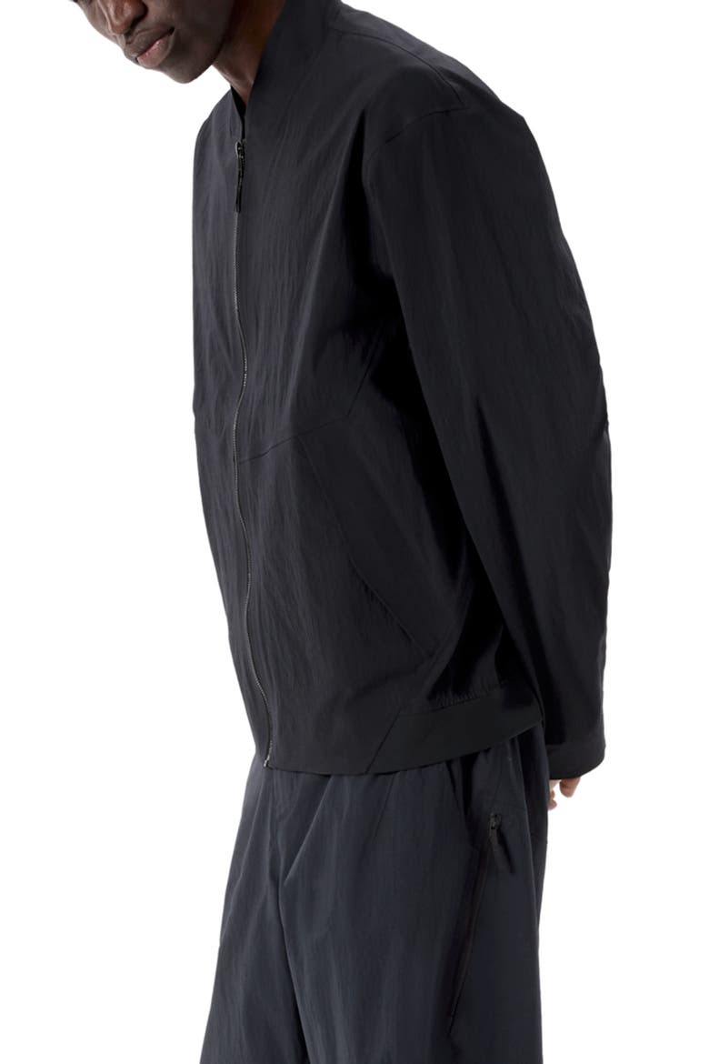 Diode Stretch Nylon Bomber Jacket, Alternate, color, BLACK