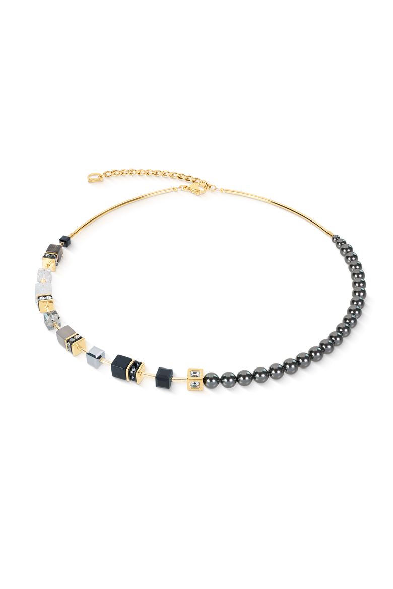 GeoCUBE® Precious Fusion Pearls Necklace Anthracite Glow, Main, color, Anthracite Glow