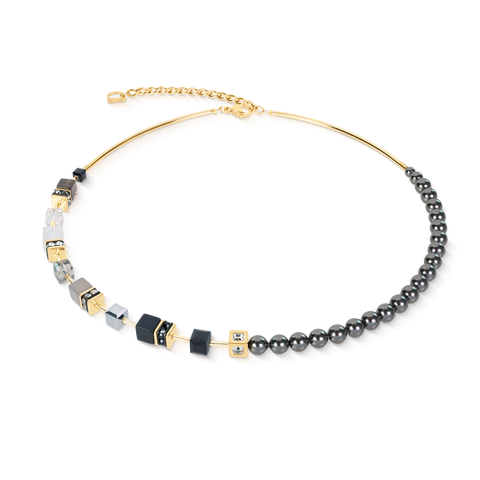 GeoCUBE® Precious Fusion Pearls Necklace Anthracite Glow