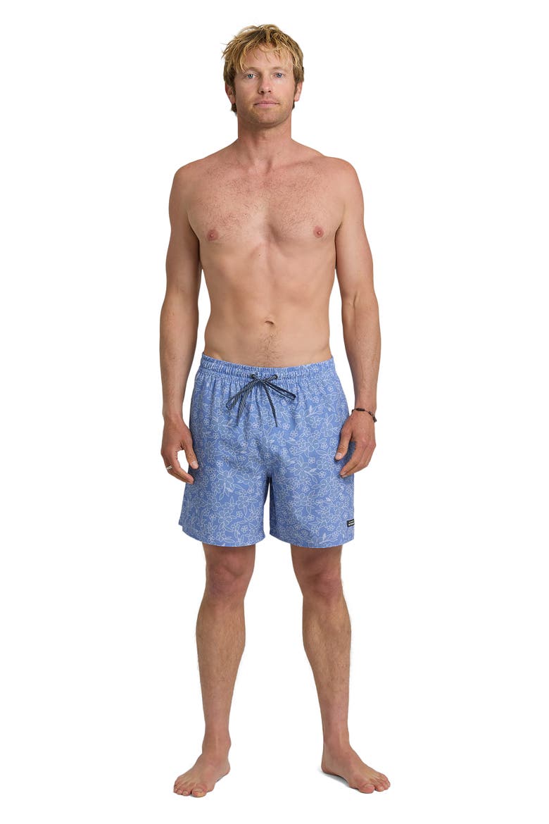Mix Pack Volley Floral 17" Swim Trunks, Alternate, color, BLUE SHADOW