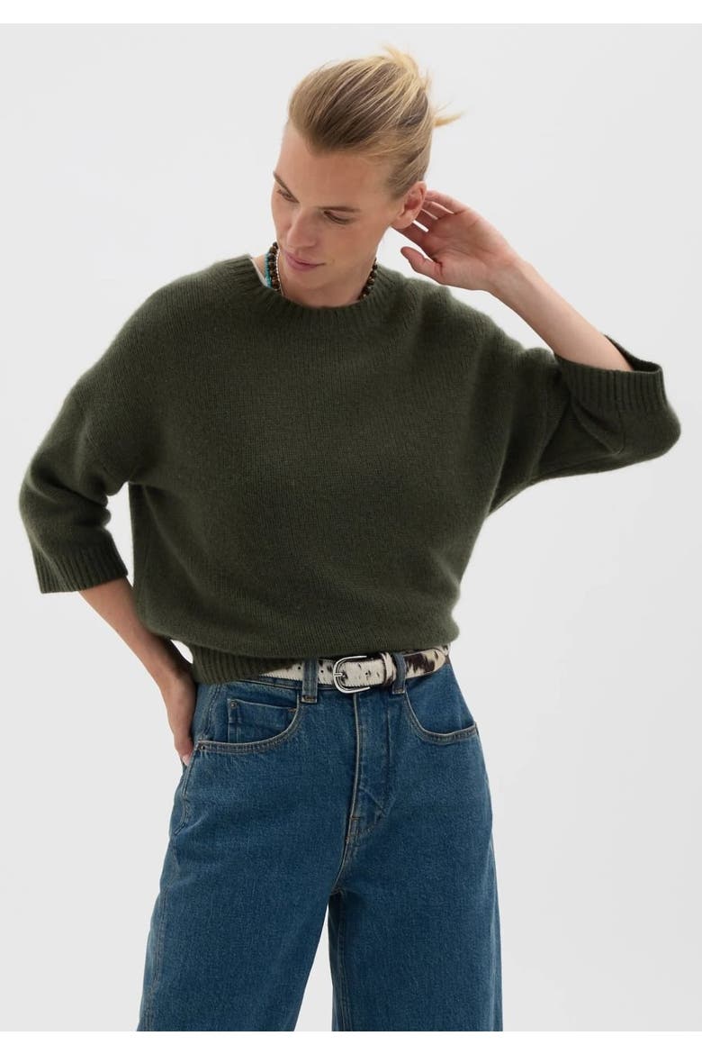 Cherrie Chunky Cashmere Top, Main, color, Khaki