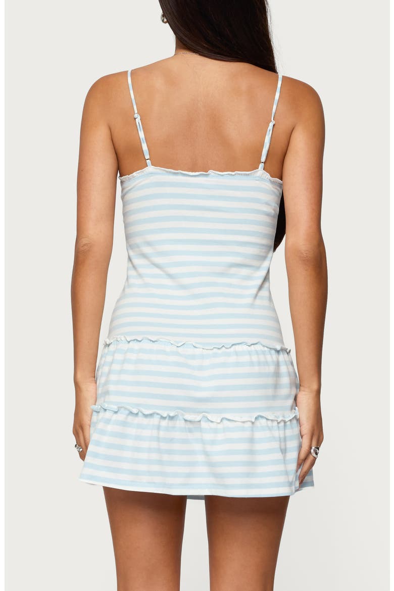 Stripe Tiered Stretch Cotton Minidress, Alternate, color, BLUE-AND-WHITE