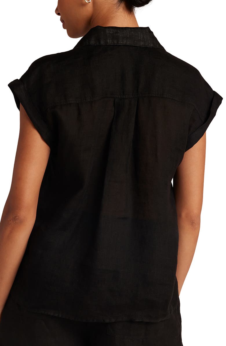Bella Dahl Cap Sleeve Linen Top, Alternate, color,