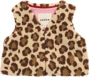 Mini Boden Kids' Leopard Print Textured Fleece Vest